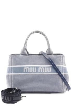 Miu Miu Pre-Owned small 10's logo jacquard denim tote bag - Blue
