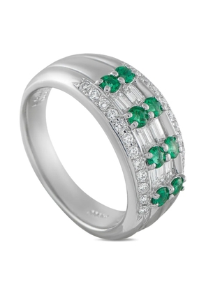 LB Exclusive platinum Art Deco diamond and emerald ring - Silver