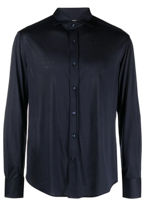 Brunello Cucinelli long-sleeve silk-cotton shirt - Blue