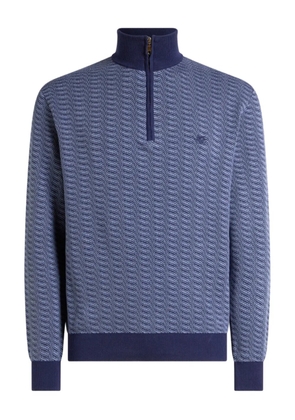 ETRO jacquard zip embroidery sweater - Blue