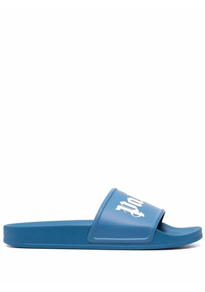 Palm Angels logo-print slides - Blue