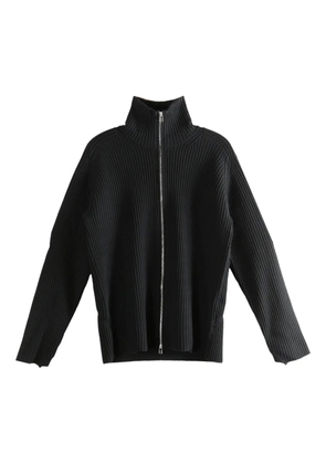 Omar Afridi zip-up ribbed cardigan - Black