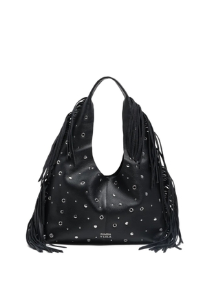 Bimba y Lola fringe studded shoulder bag - Black