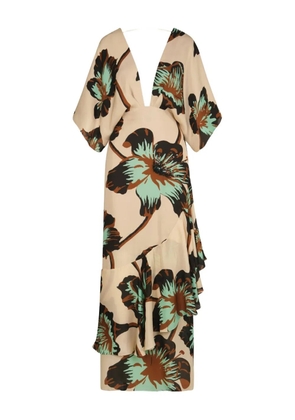 Johanna Ortiz ruffled floral Tesoro Escondido dress - Neutrals