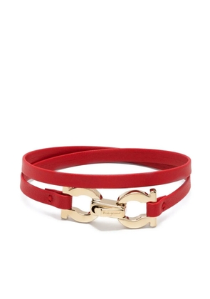 Ferragamo Gancini-plaque leather bracelet - Red