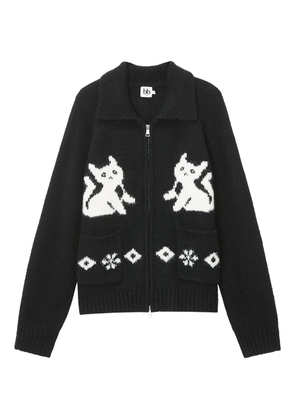 b+ab zip graphic cardigan - Black