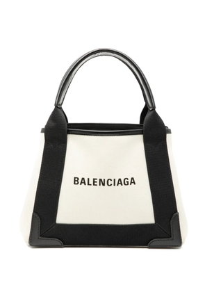 Balenciaga Pre-Owned 2021 Canvas Navy Cabas XS satchel - White