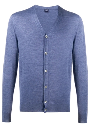 Fedeli V-neck ribbed knit cardigan - Blue