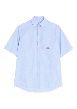 Valentino Garavani striped-pattern embroidered-logo shirt - Blue