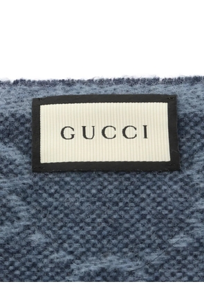 Gucci Pre-Owned 2020s GG-pattern fringed scarf - Blue