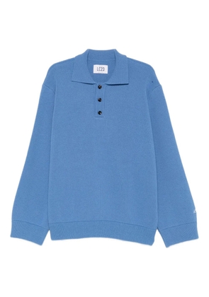 LC23 button collar sweater - Blue