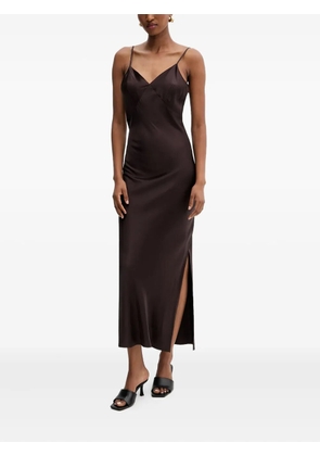Silvian Heach side-slit spaghetti-strap midi dress - Brown