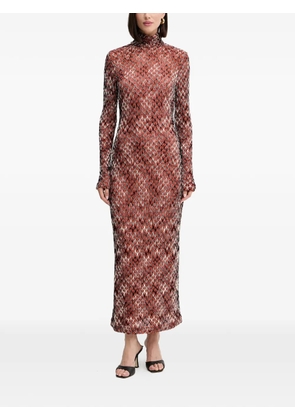 Missoni long-sleeve patterned midi dress - Brown