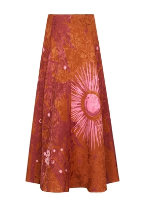 Johanna Ortiz Encanto De Isla printed jacquard skirt - Brown