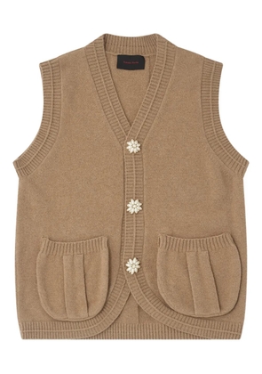 Simone Rocha pearl-button pocket vest - Brown