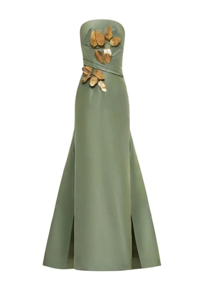 Oscar de la Renta leaf-embellished faille gown - Green