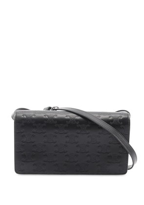 Celine Pre-Owned 2010-2025 Embossed Leather Triomphe crossbody bag - Black
