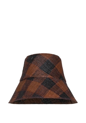Johanna Ortiz Heaven And Earth checked hat - Brown
