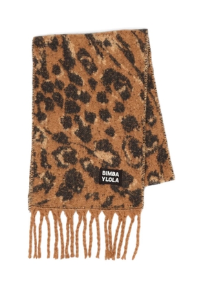 Bimba y Lola fringed animal-print scarf - Brown