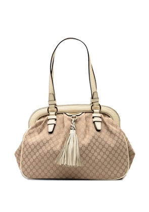 Celine Pre-Owned 2009 Macadam Canvas Tassel Frame satchel - Brown