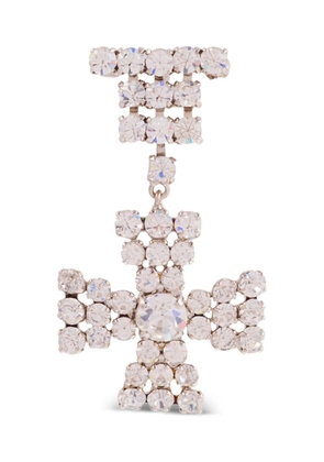 Susan Caplan Vintage 1980s crystal-embellished cross brooch - Silver