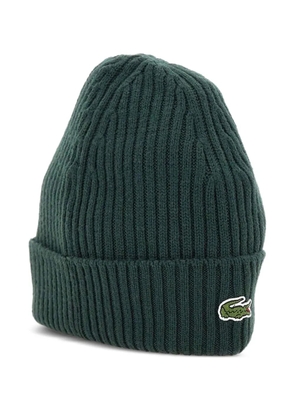 Lacoste logo-patch ribbed beanie - Green