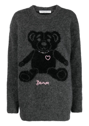 Alessandra Rich intarsia-knit teddy-bear jumper - Grey