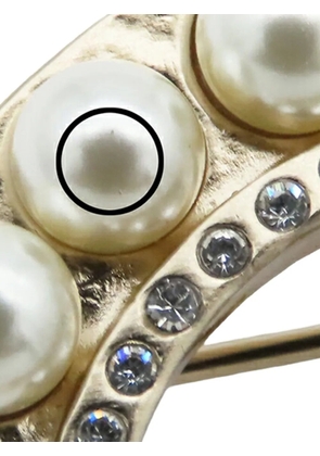 CHANEL Pre-Owned 2019 CC Gold Plated Faux Pearl and Rhinestones Brooch costume brooch