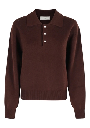 DUNST polo-neck button sweater - Brown