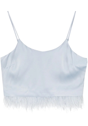 TWINSET feather-trim satin crop top - Blue
