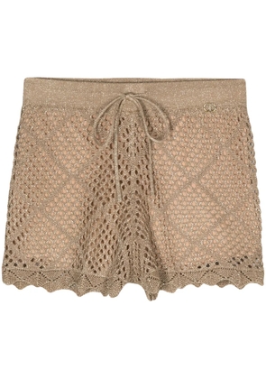 TWINSET open-knit lurex shorts - Gold