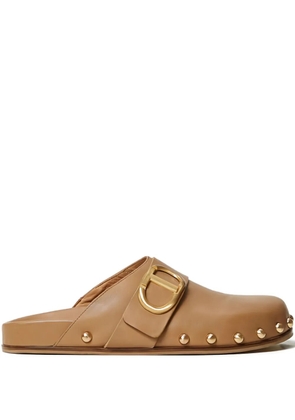 TWINSET Oval-T studded mules - Brown