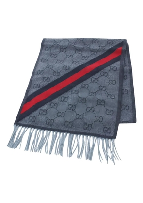 Gucci Pre-Owned 2020s GG-pattern fringed scarf - Grey