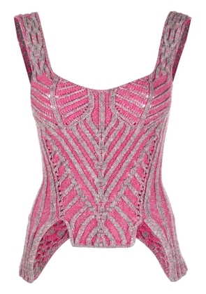 Paolina Russo contrast-trimmed knitted top - Pink