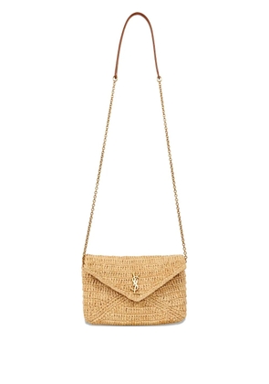 Saint Laurent Cassandre woven logo cross body bag - Neutrals