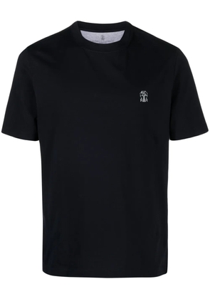 Brunello Cucinelli logo-print cotton T-shirt - Blue
