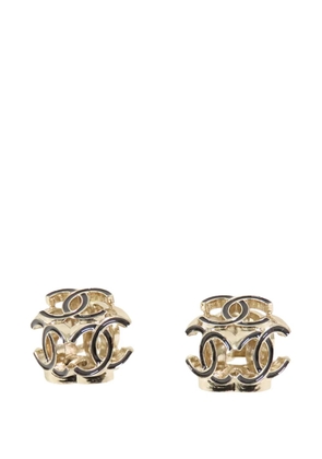 CHANEL Pre-Owned 2022 CC Gold Plated Enamel Cube Logo Push Back Earrings costume earrings
