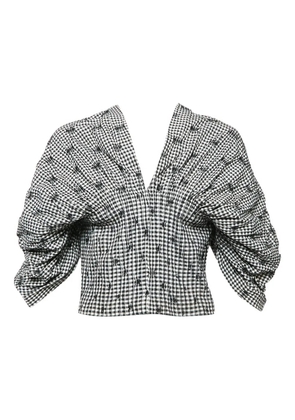 Simkhai puff sleeve gingham top - Black