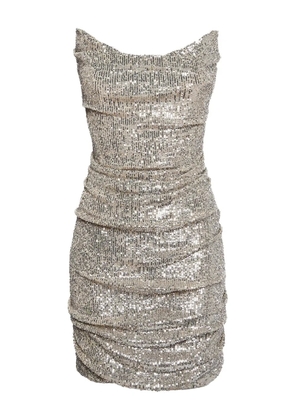 Reem Acra sequin ruched mini dress - Silver