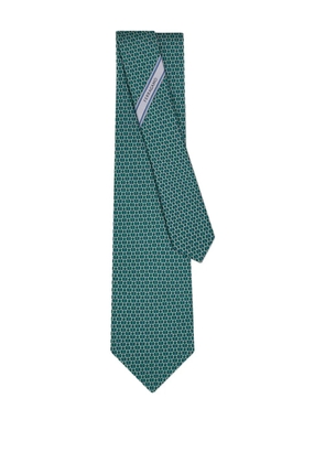 Ferragamo gancini print silk tie - Green