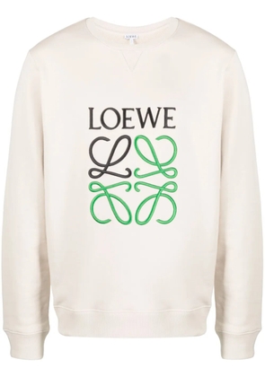 LOEWE logo-embroidered cotton jumper - Neutrals