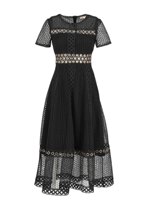 Maje eyelet-detail lace midi dress - Black