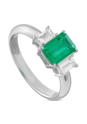 LB Exclusive platinum diamond emerald ring - Silver