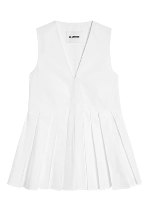 Jil Sander pleated cotton poplin top - White