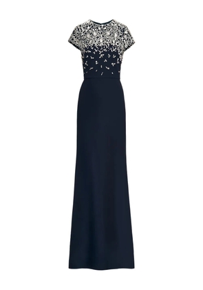 Oscar de la Renta mosaic-pattern embroidered gown - Blue