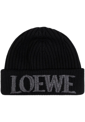 LOEWE Logo-embroidered beanie - Black