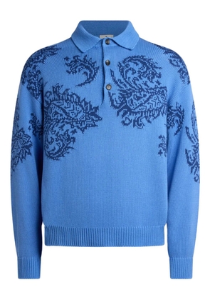 ETRO jacquard inlays polo sweater - Blue