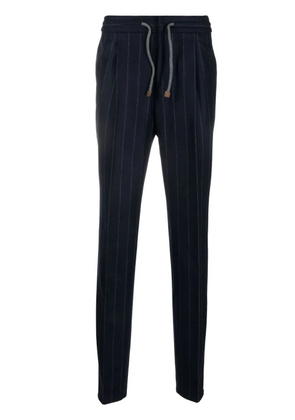 Brunello Cucinelli pinstripe drawstring trousers - Blue