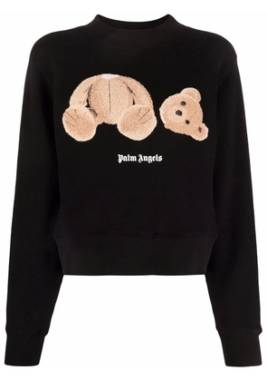 Palm Angels Palm Angels Bear-motif cropped sweatshirt - Black