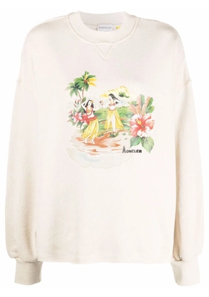 Palm Angels x Moncler tropical-print sweatshirt - Neutrals